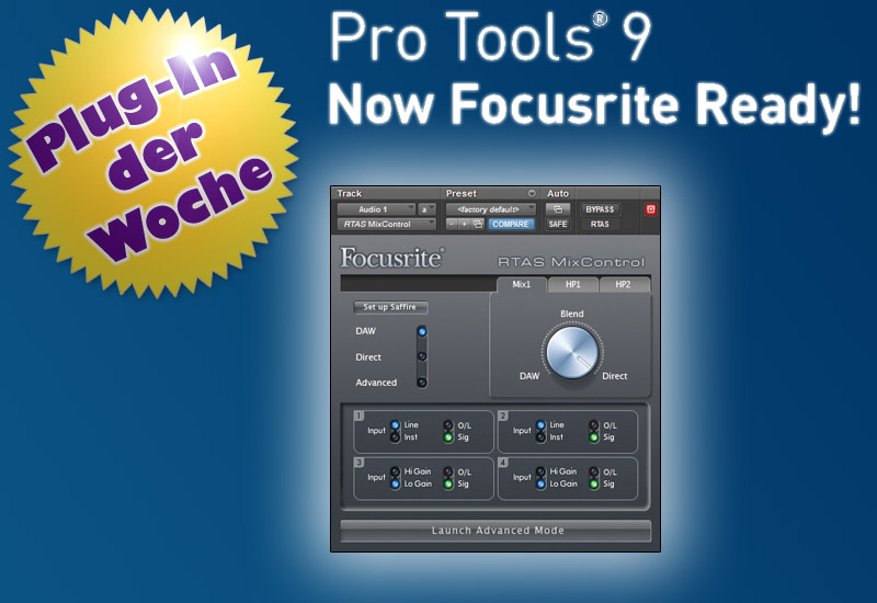 Focusrite RTAS-Plug-In: nahtlose Integration in Pro Tools 9