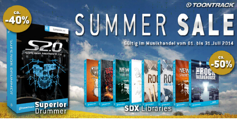 Toontrack Summer Sale ab 1.Juli 2014